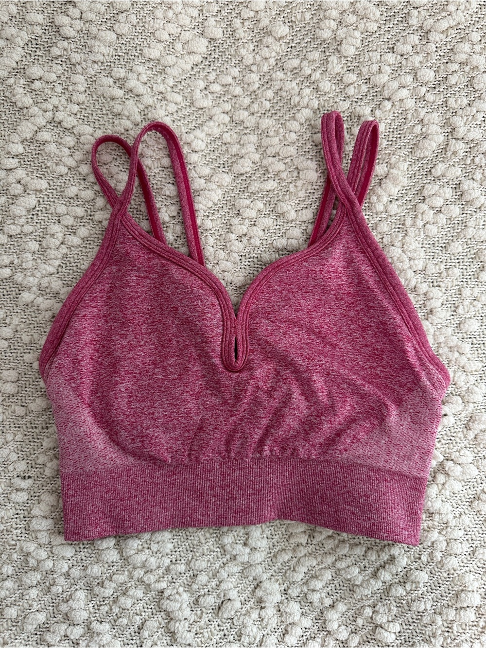 Zella Body Pink Heathered Seamless Strappy V-Notch Sports Bra Size M